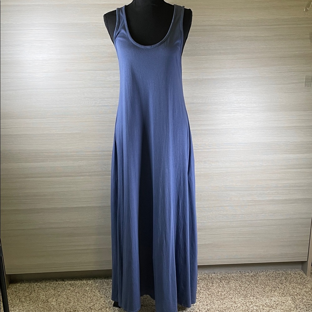 Soft Surroundings Santiago Sleeveless Dusty Blue Maxi Dress Pockets | Medium